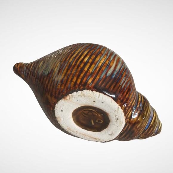 Artist Signed Conch Shell Seashell Nautical Art Pottery Planter - Picture 8 of 9